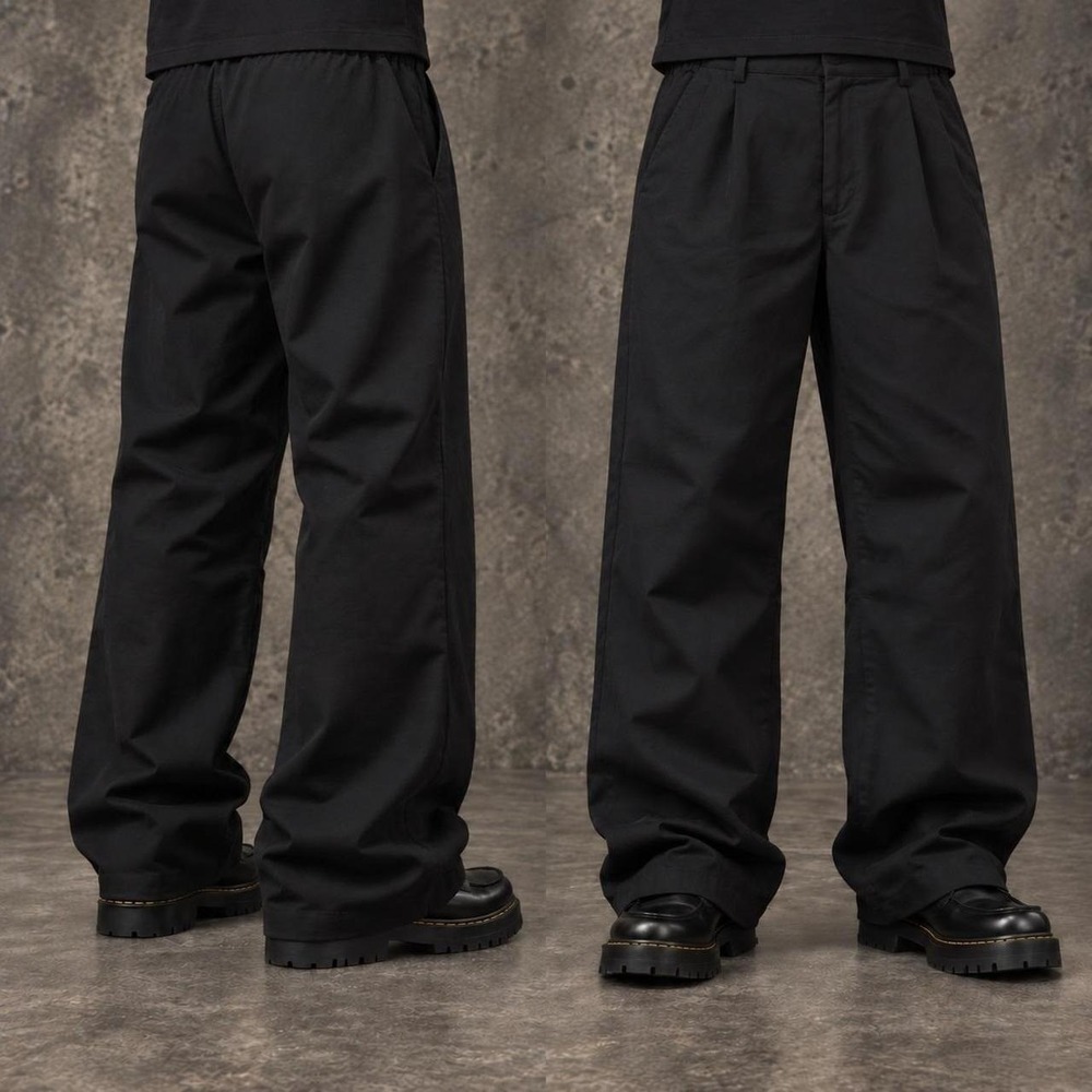 28x30 Black Pleated Baggy Wide Leg Dress Pants 2000s